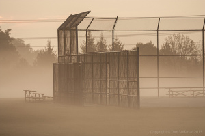 Foggy Baseball Diamond by Vaughan Weather